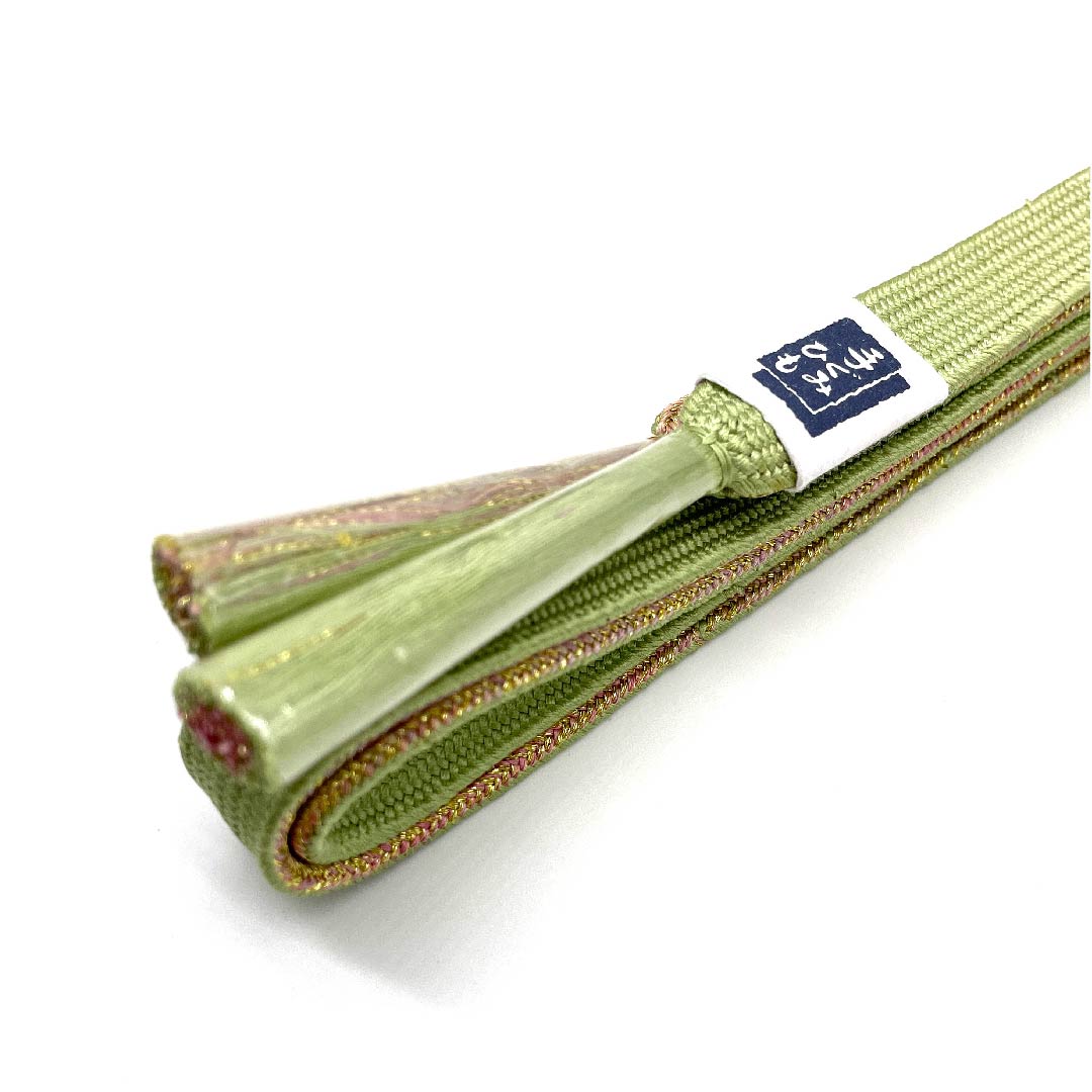 （新古品） 帯締め 正絹 四分紐 浅藍色（あさきあいいろ） 手組紐 鱗 金属糸使用 長さ約162cm 幅約1.5cm セミフォーマル Sランク 緑系 1135002842319