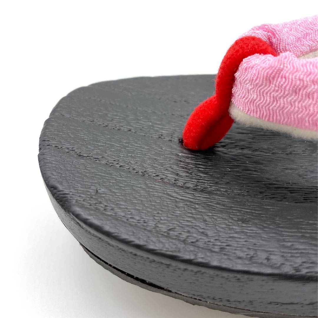 （新品未使用品）下駄 ちりめん 刺繍 桜 XLサイズ 黒系 NEWランク 1122001081510