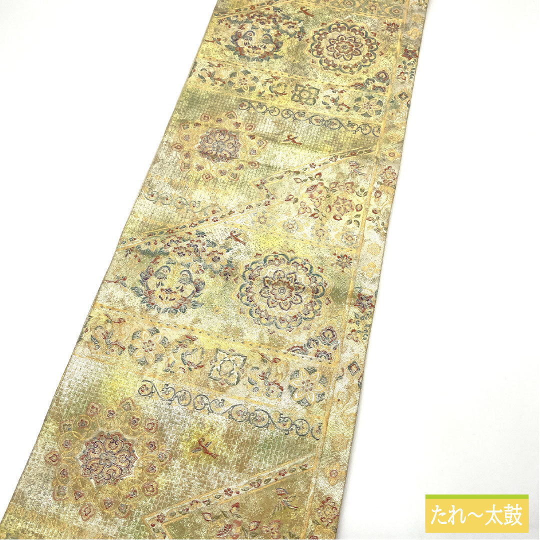 袋帯 正絹 Aランク 西陣織 引箔 正倉院文様 帯丈426cm 六通 フォーマル グラデーション系 1123016043399
