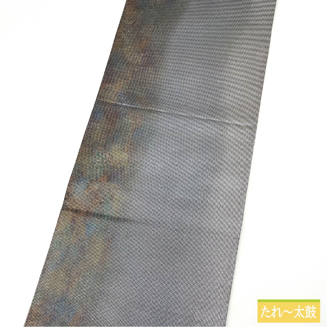 袋帯 正絹 リバーシブル 天上大風 文字柄 手描き 引箔 帯丈444cm Sランク ポイント柄 セミフォーマル グラデーション系 1123015032399