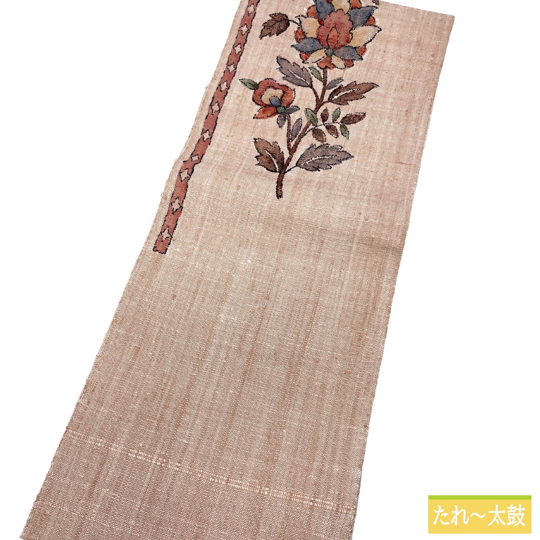 名古屋帯 正絹 Sランク 松葉仕立て 今様色（いまよういろ） 紬地 草花模様 帯丈371cm ポイント柄 カジュアル ピンク系 1124014312313