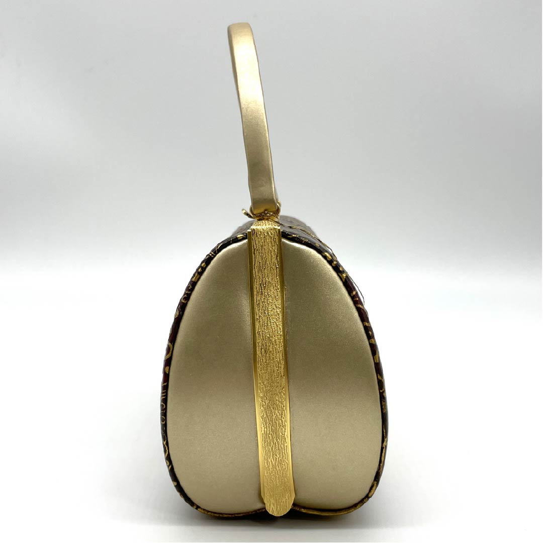 (New old stock) Formal sandal and bag set, brown, unused, gold leather, cloisonne, size M, brown, rank S, 1133000242314