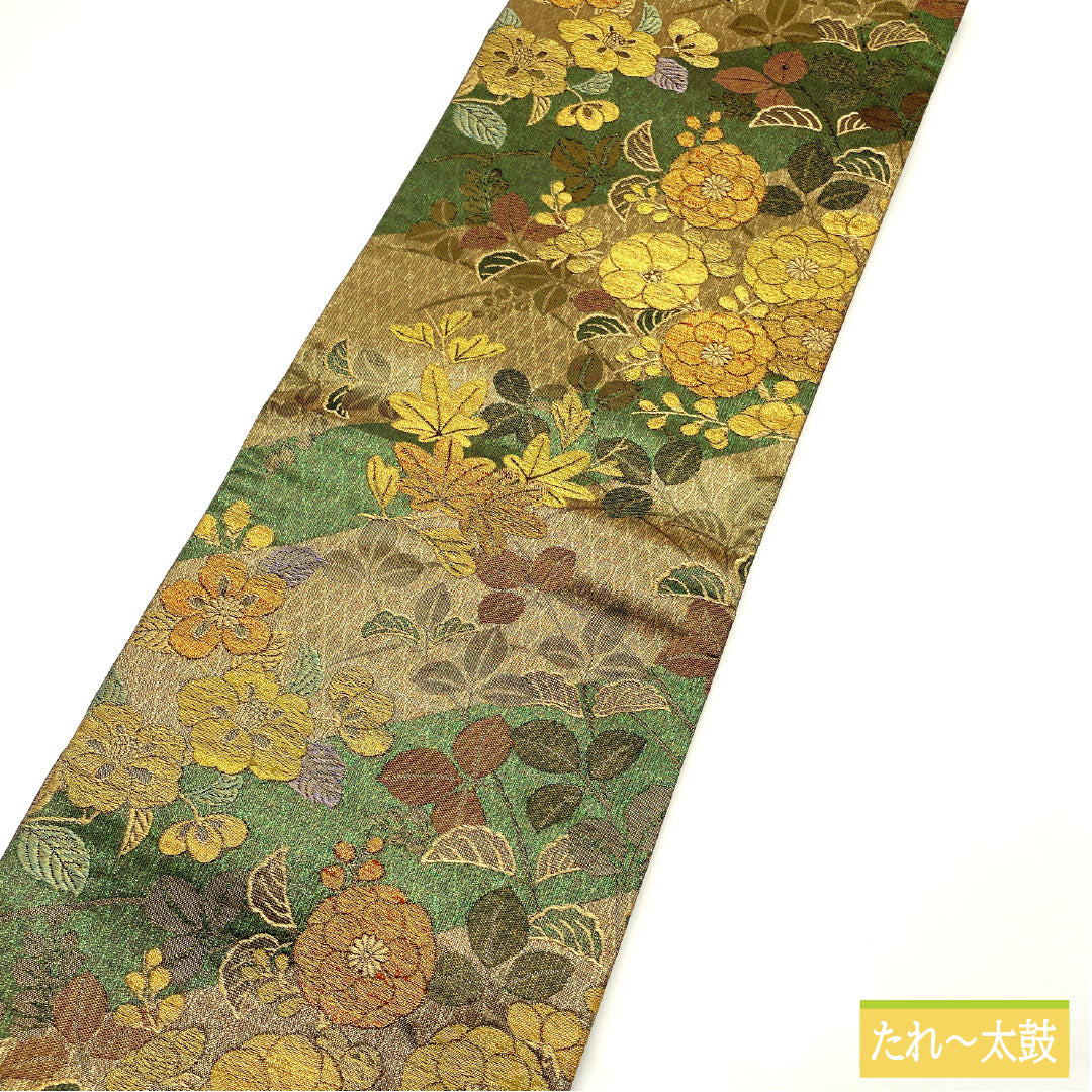袋帯 正絹 Sランク 春秋草花模様 西陣織    帯丈432cm 六通 フォーマル グラデーション系 1123016762399