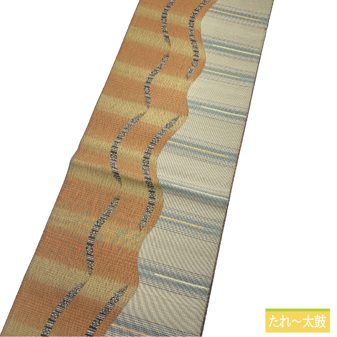 袋帯 正絹 Sランク 全通泥染 西陣織 伝統工芸士 永野和年 抽象模様 帯丈436cm 全通 カジュアル グラデーション系 1123016802399