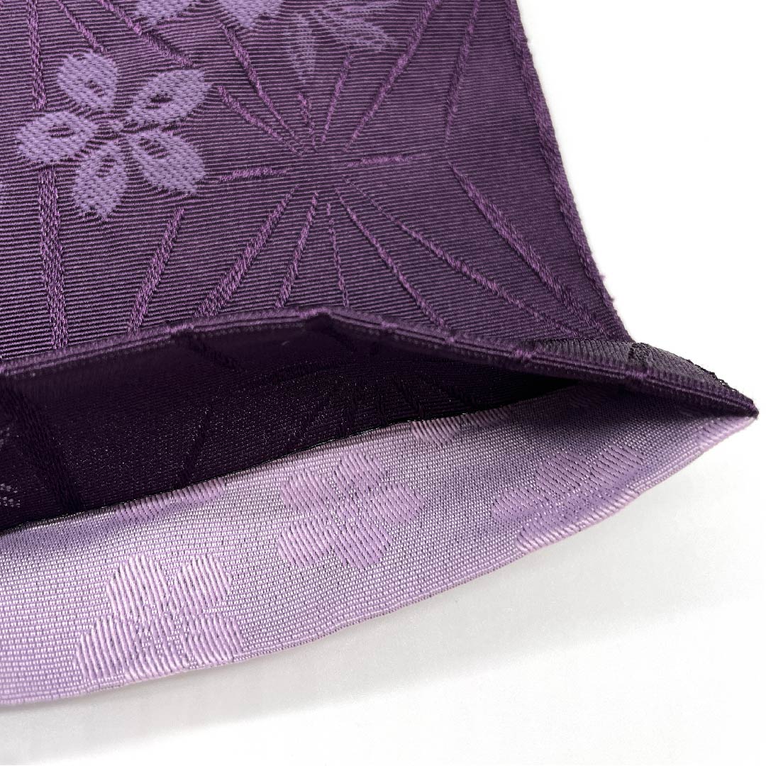 半幅帯 ポリエステル 帯丈358cm 深紫色（ふかきむらさきいろ） 桜 古典柄 リバーシブル 紫系 Sランク 1125001342320