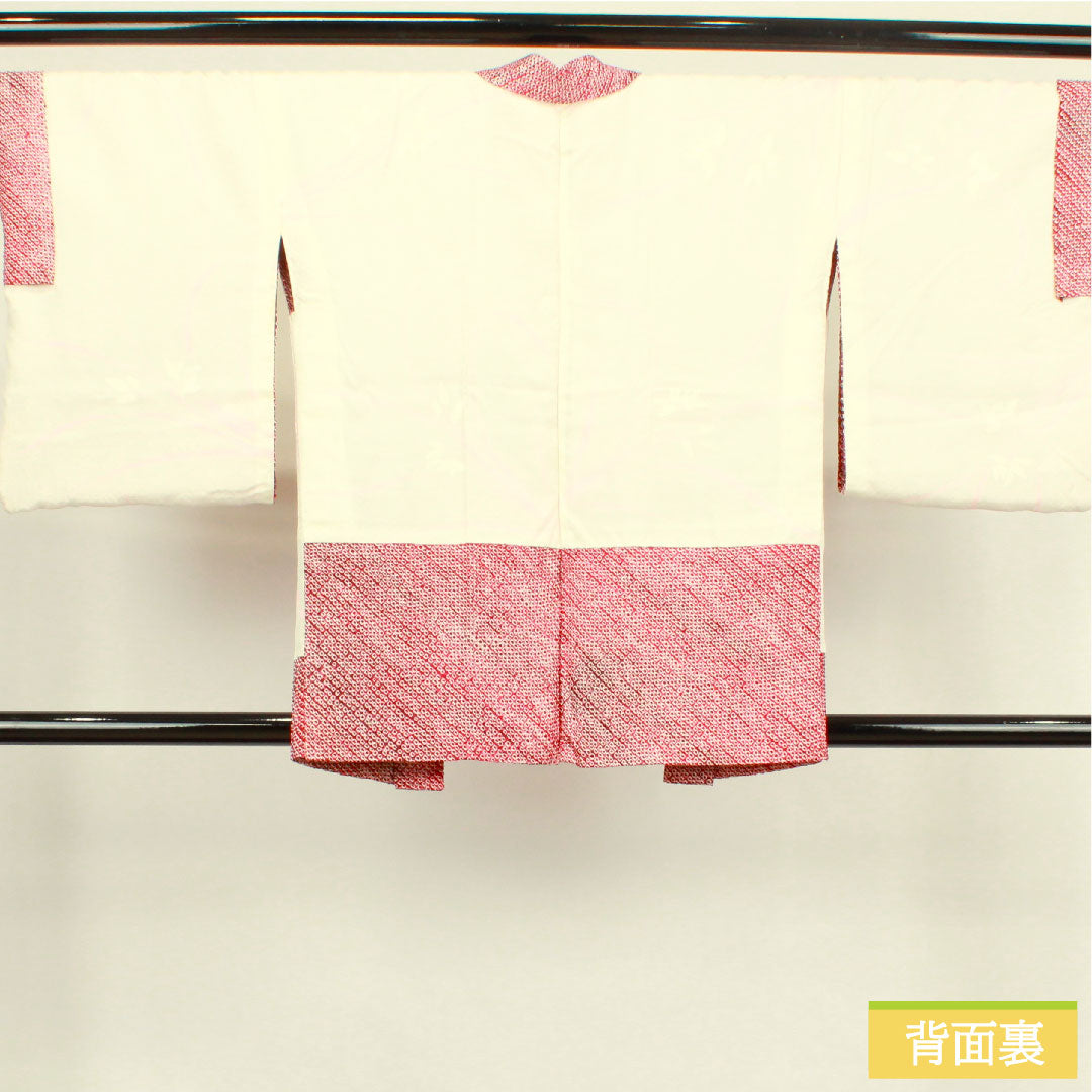 羽織 正絹 身丈81cm 裄丈65cm  深紅色 総絞り 抽象模様 Sランク 袷 赤系 1117000662912