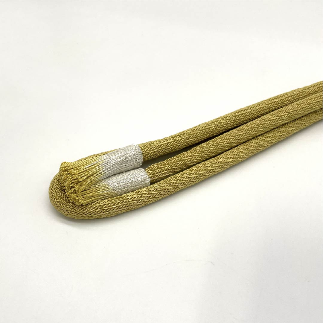 (新品)帯締め 正絹 NEWランク  金色（かないろ） 丸組 夏用 単衣用 長さ約156cm 幅約0.9cm カジュアル 黄系 1135005861323