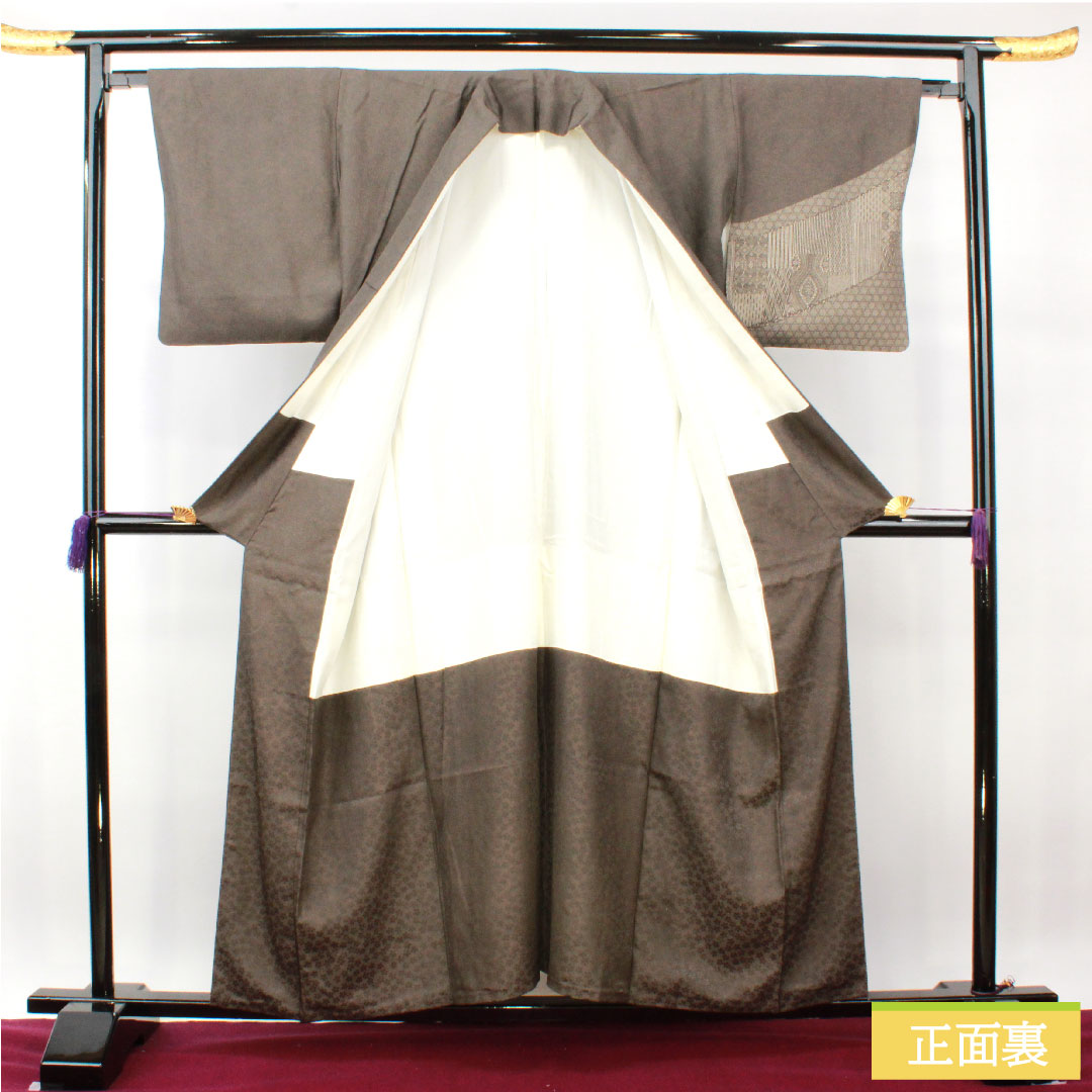 訪問着 正絹 袷 身丈156.5cm 裄丈64cm 江戸小紋 鮫 Sランク 黒系 1112004022310