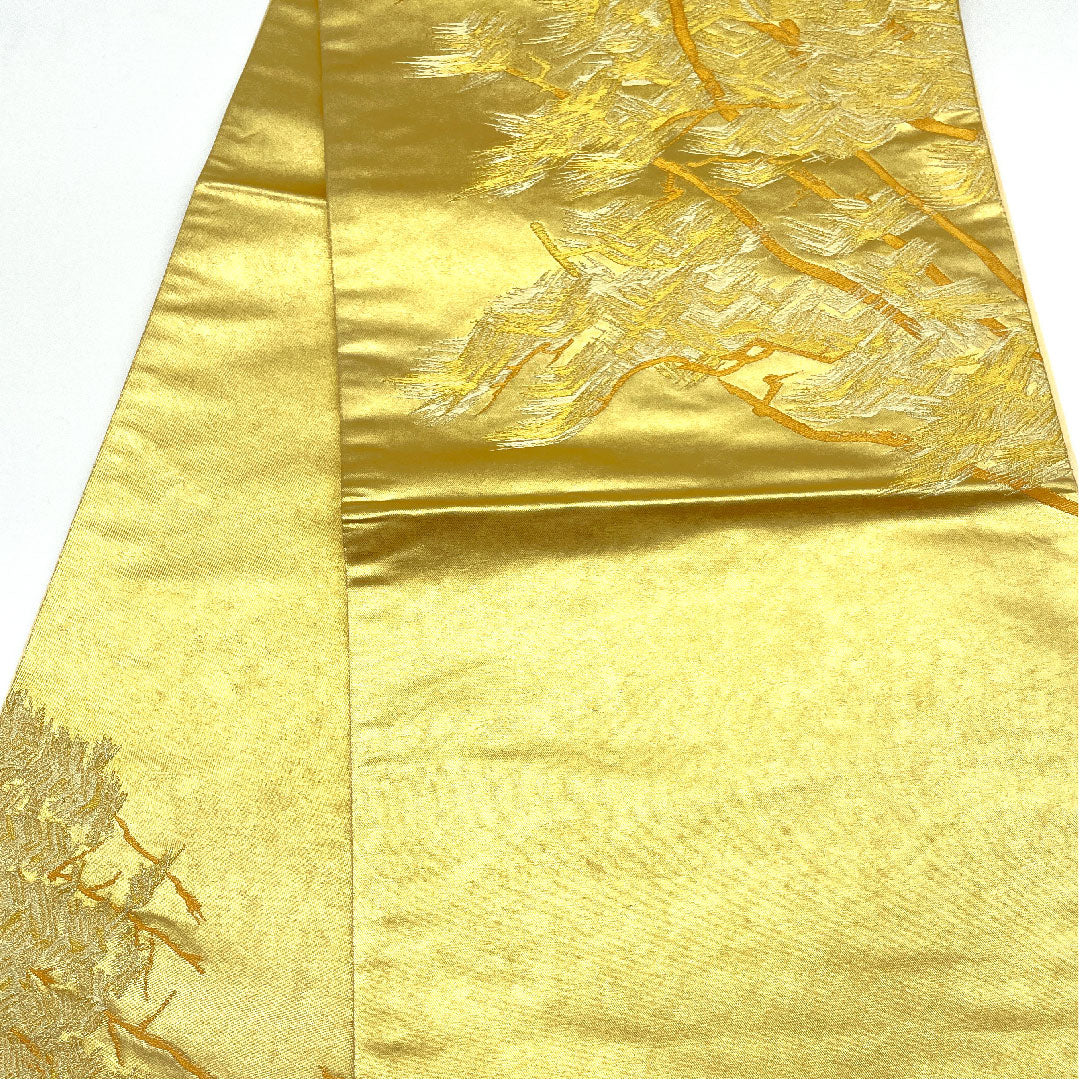 袋帯 引箔 松 本金箔 帯丈440cm 正絹 Aランク ポイント柄 フォーマル 金系 1123005063321