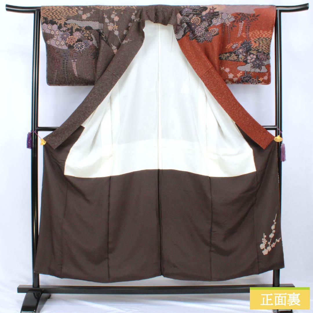 Hōmongi (silk, S rank, lined, length 153cm,裄丈63cm) - Kishizumiiro, Shuan-iro, Kyo-Yuzen, Shibori, Gin-Tōshi, classic pattern, multi-color. Product number: 1112007702228