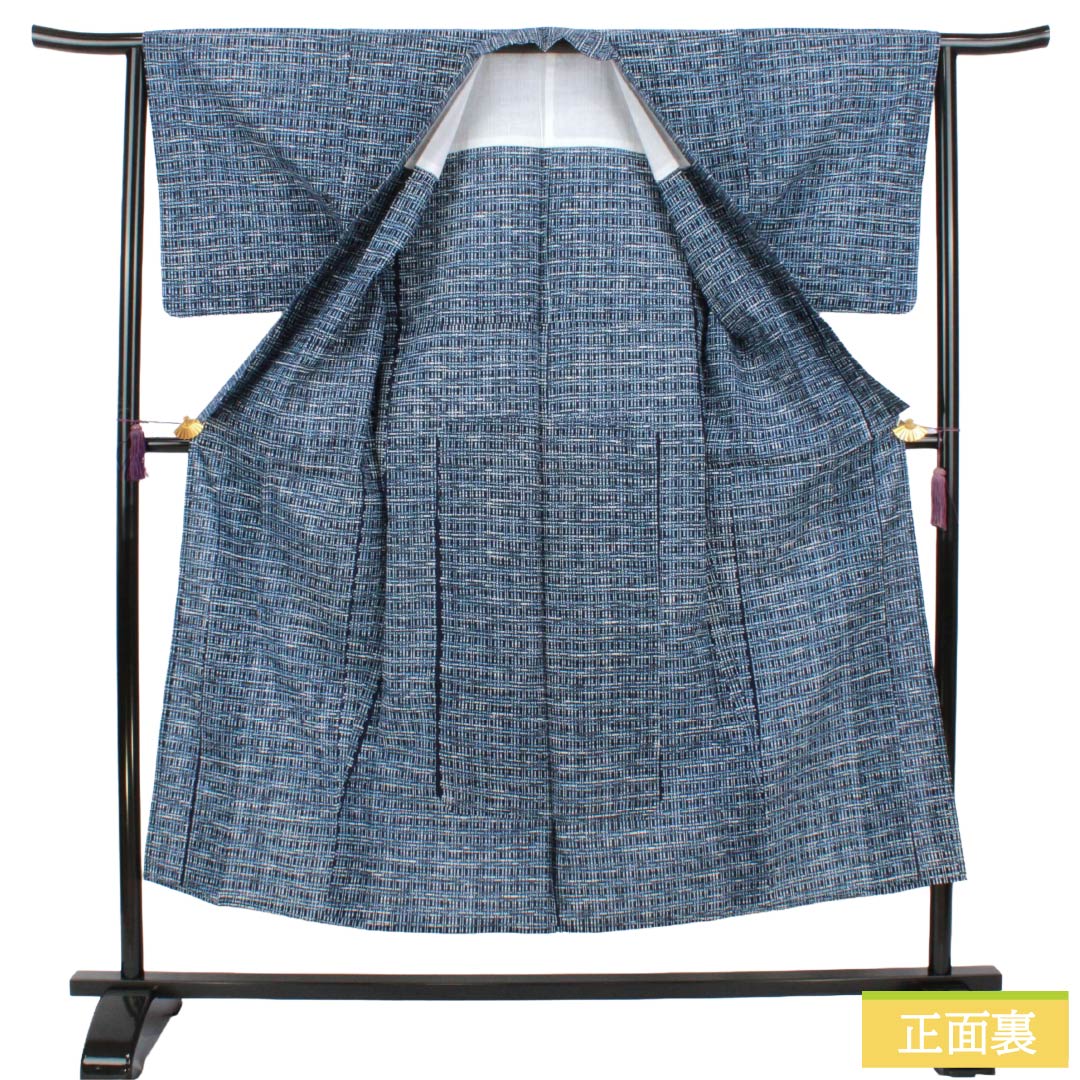 メンズ浴衣 木綿 Sランク 身丈150cm 裄丈65cm 紺色（こんいろ） 幾何学模様 居敷当て付き 単衣 紺系 1138000752518