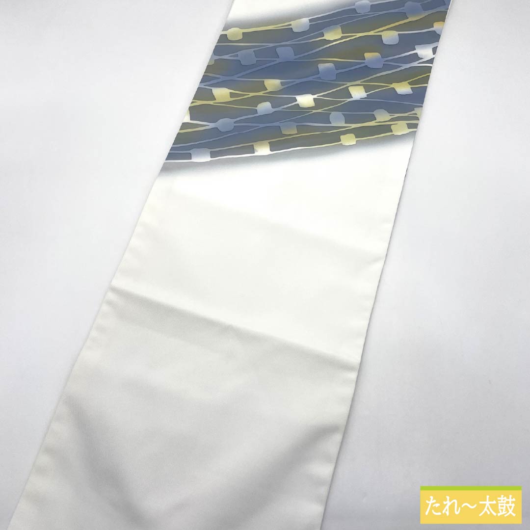 名古屋帯 ポリエステル Sランク 抽象模様 染め帯 帯丈367cm ポイント柄 カジュアル 白系 1124010832311 名古屋仕立て