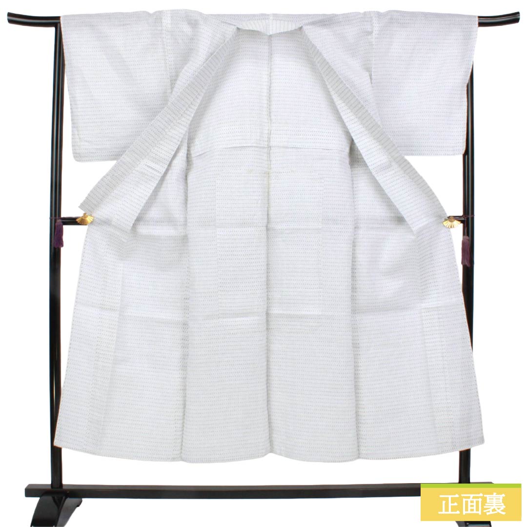 夏物 綿麻 男物 Bランク 身丈149cm 裄丈69cm 絣柄 紗 白系 1132006464411