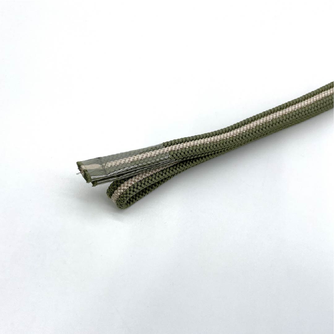 (新品)帯締め 正絹 NEWランク 四分紐 蜷色（にないろ） 帯留め用 縞  長さ約140cm 幅約1.2cm カジュアル 緑系 1135005851319