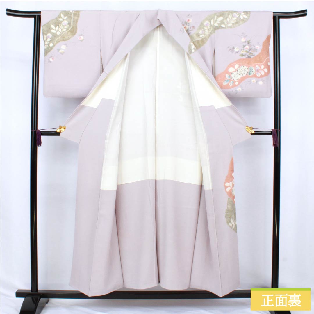 訪問着 正絹 Aランク 袷 身丈151.5cm 裄丈62cm 霞色（かすみいろ） 京友禅 辻ヶ花 紫系 1112006793220