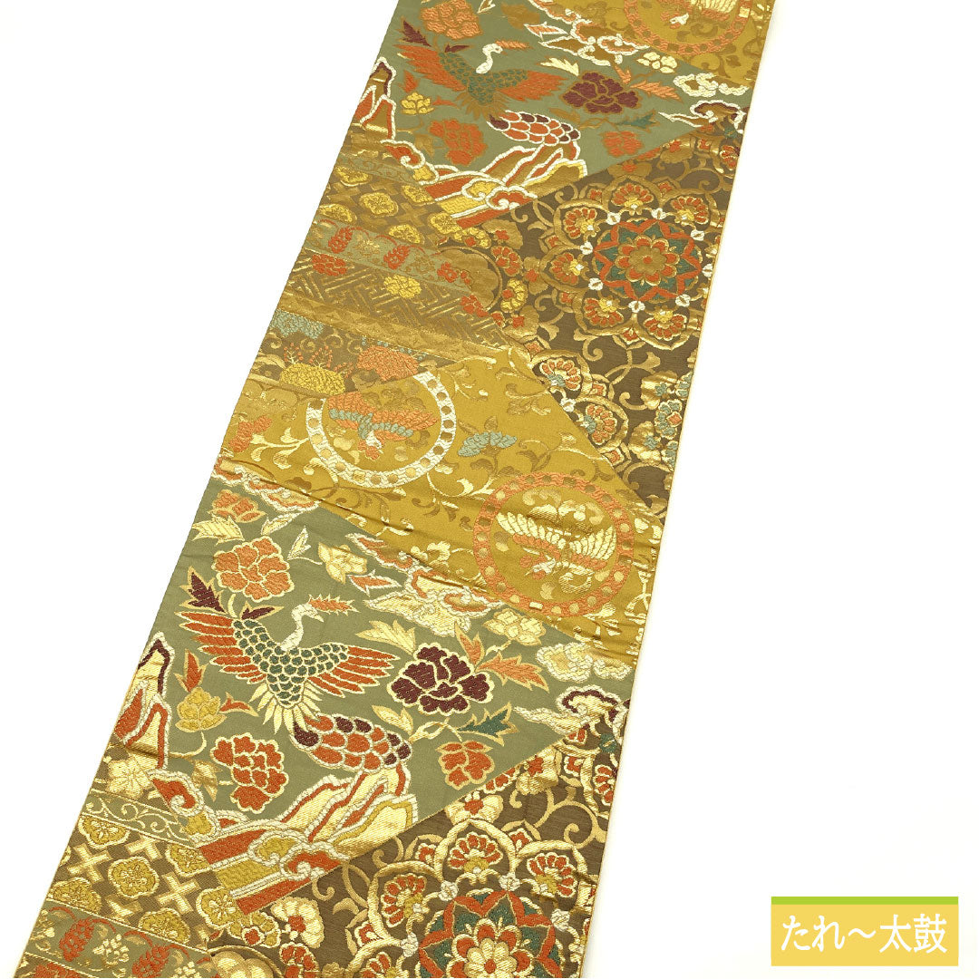 袋帯 正絹 Aランク 楊梅色（やまももいろ） 西陣織 吉祥文様   帯丈432cm 六通 フォーマル 黄系 1123016943323