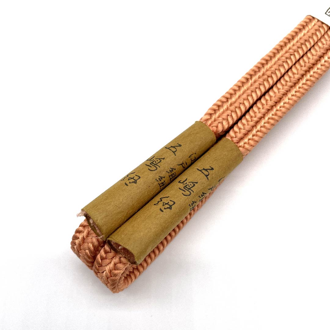 (New old stock) Obi-jime (belt fastener) made of pure silk, quarter-length cord, red-colored, Goshima cord, crown (yurugi), Edo-kumihimo, length approx. 162cm, width approx. 1cm, casual, S rank, orange, 1135000332926