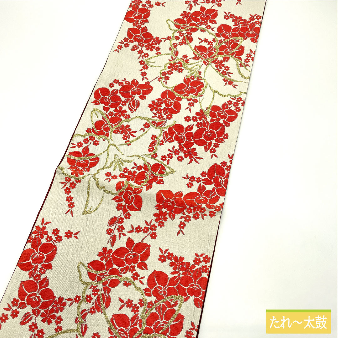 [Unfinished] Fukuro Obi, Silk, S Rank, Imai Textile, Nishijin-ori, Orchid, Obi Length 450cm, Rokutsu, Semi-formal, White, 1123017162411