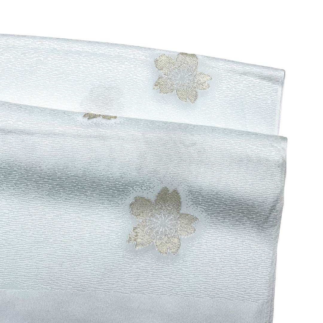 帯揚げ 正絹 Sランク セミフォーマル 青白磁色（せいはくじいろ） 桜 花柄 古典柄 長さ約178cm 幅約30cm 緑系 1136003882919