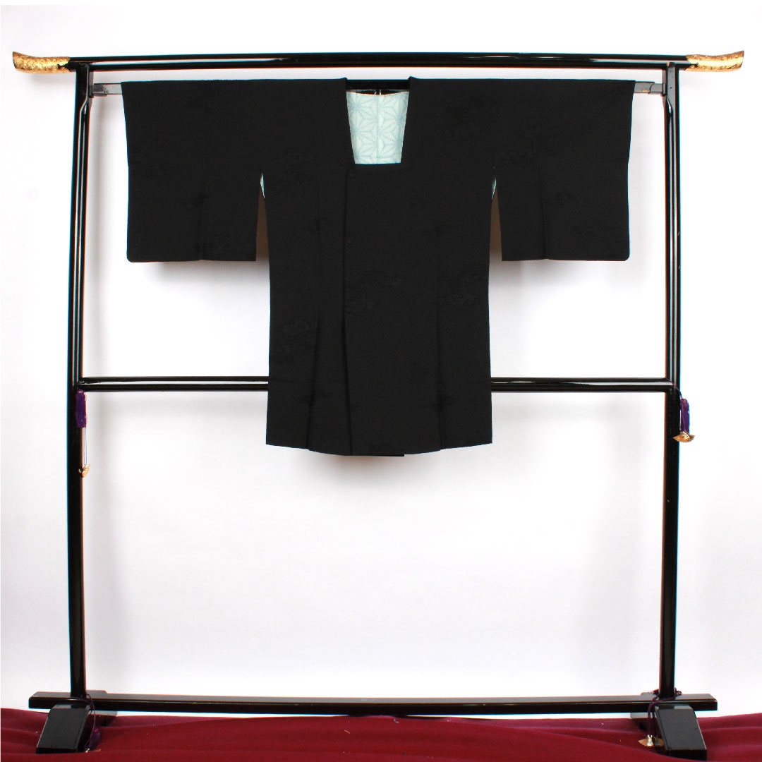 道行コート 身丈93cm 裄丈65cm 喪服用  正絹 Sランク 袷 黒系 1117000482910