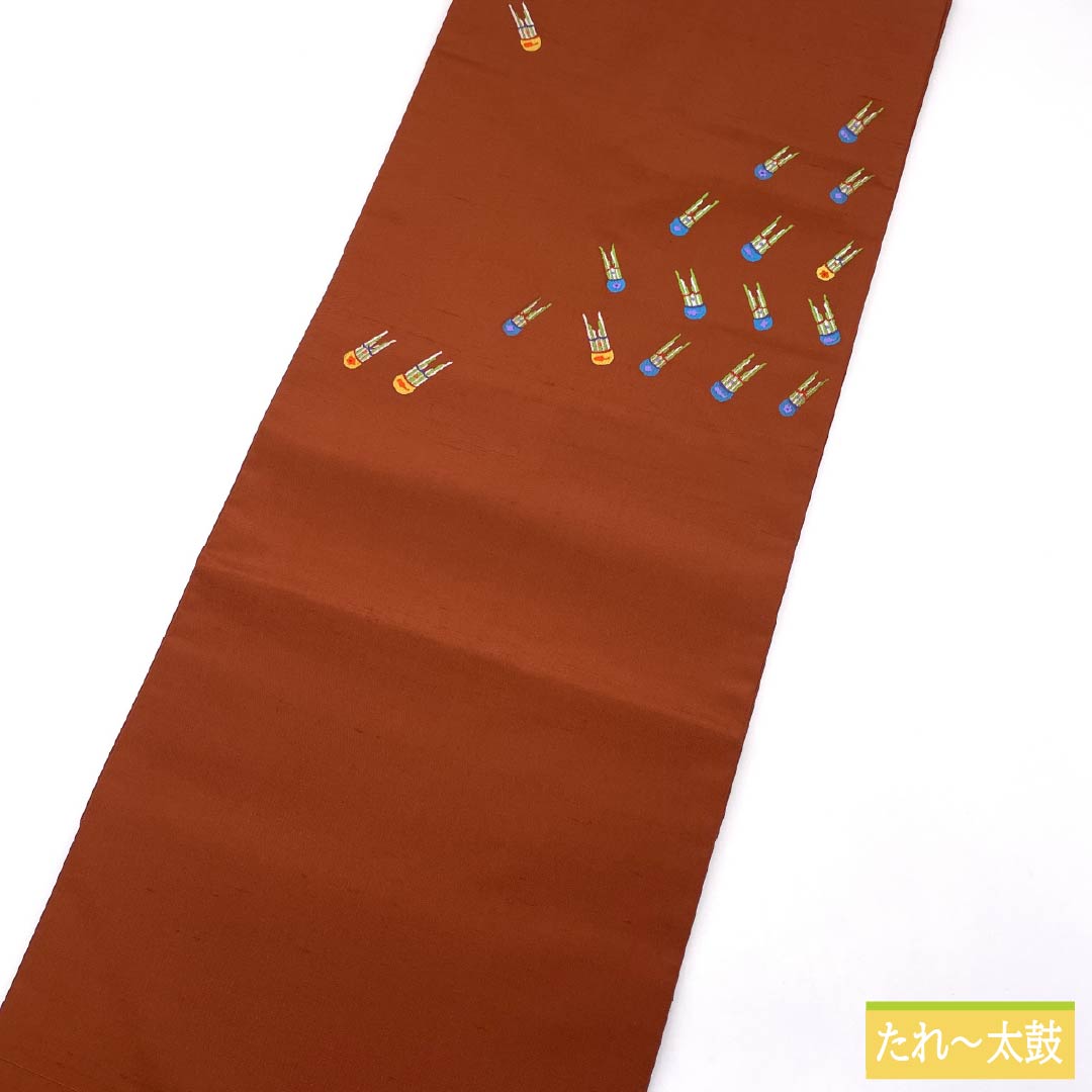 名古屋帯 正絹 Sランク 赤蘇芳色（あかすおういろ） 笙の笛 帯丈363cm ポイント柄 カジュアル 茶系 1124010742314 名古屋仕立て