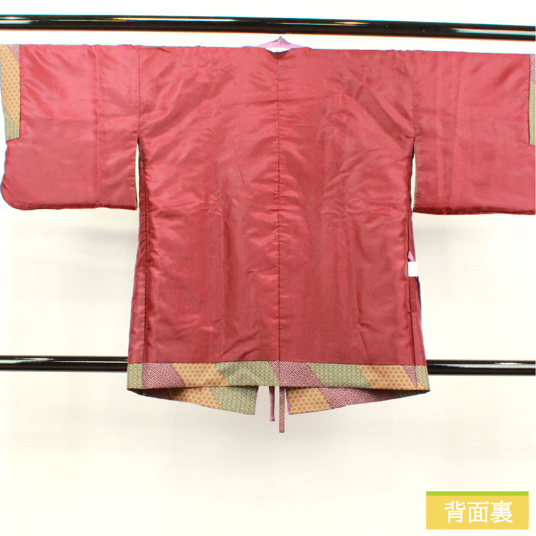 道中着 ポリエステル 身丈83.5cm 裄丈66cm 幾何学模様 洗える着物 Sランク 袷 グラデーション系 1117000872999