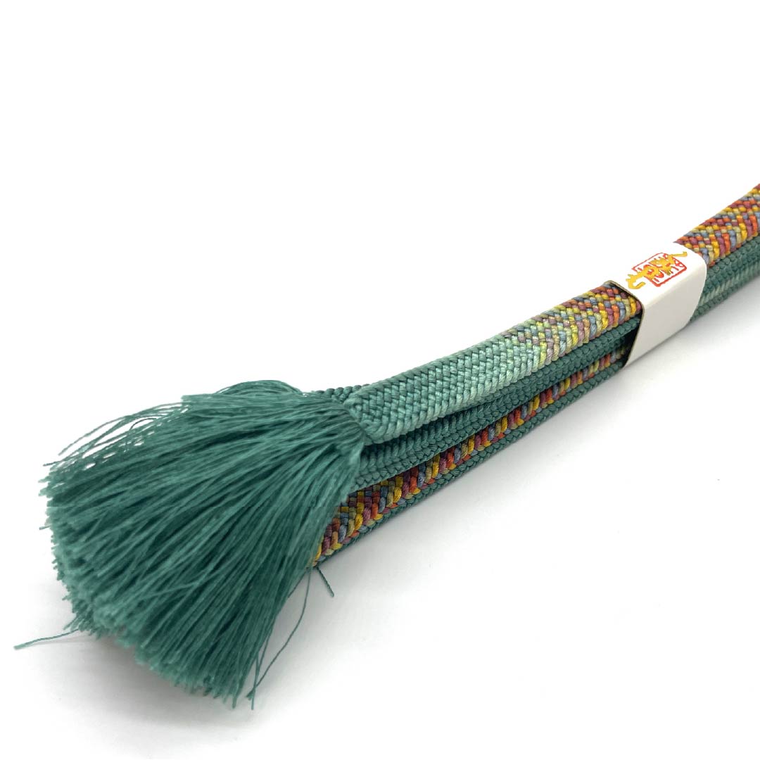 帯締め 正絹 四分紐 萌葱色（もえぎいろ） カラフル 長さ約162cm 幅約1.1cm カジュアル Sランク 緑系 1135003122319