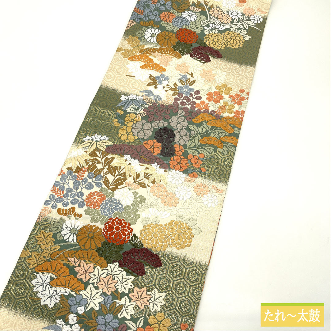 リサイクル着物】袋帯 正絹 Sランク 唐織 西陣織 吉祥文様 帯丈424cm リサイクル着物】袋帯 正絹 Sランク 唐織 西陣織 吉祥文様 帯丈424cm