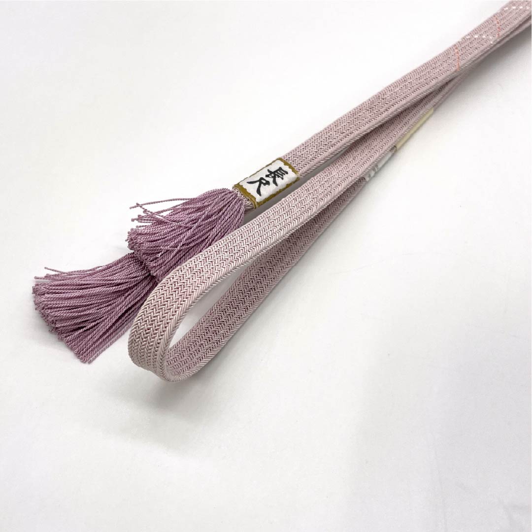(新品)帯締め 正絹 NEWランク  浪花鼠色（なにわねずいろ） 翠嵐工房 単衣用 夏用 長さ約182cm 幅約1.2cm セミフォーマル ピンク系 1135005431413