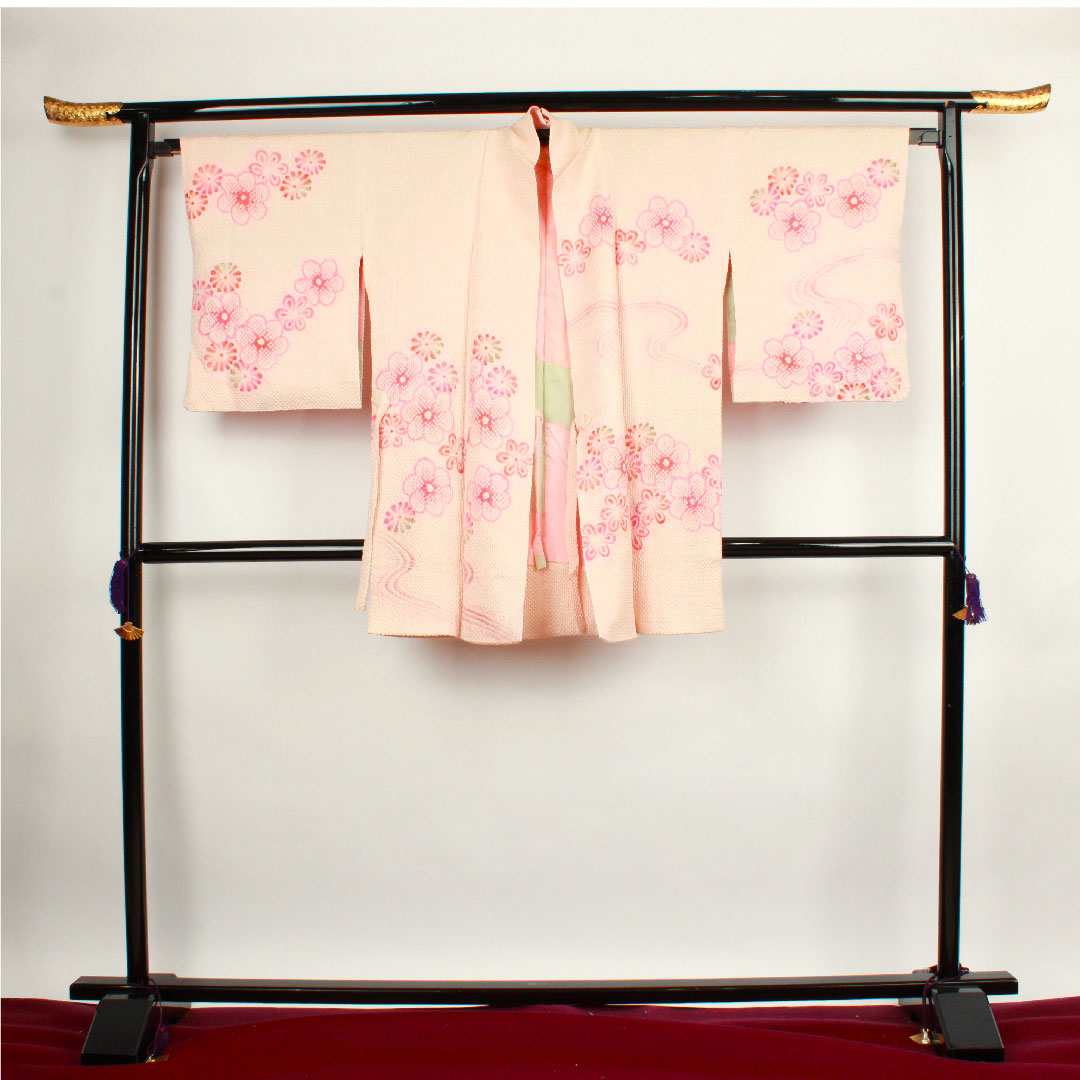 道中着 身丈90.5cm 裄丈63.5cm 曙色 花模様 正絹 Sランク 袷 ピンク系 1117000372913