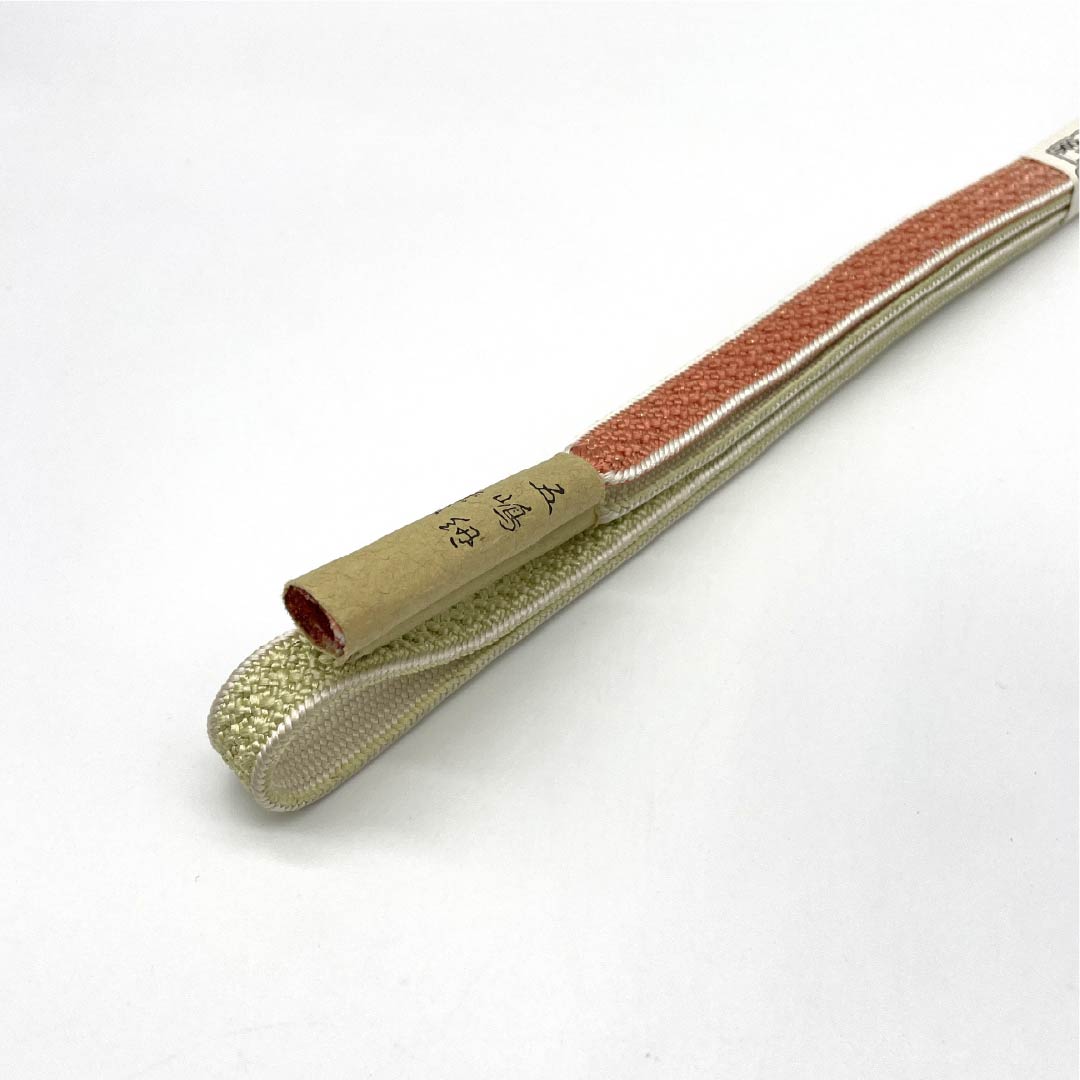 （新古品） 帯締め 正絹 NEWランク 五嶋紐 薄柳色（うすやなぎいろ） 手ぐみ 古典柄 長さ約165cm 幅約1.4cm セミフォーマル 緑系 1135004901319