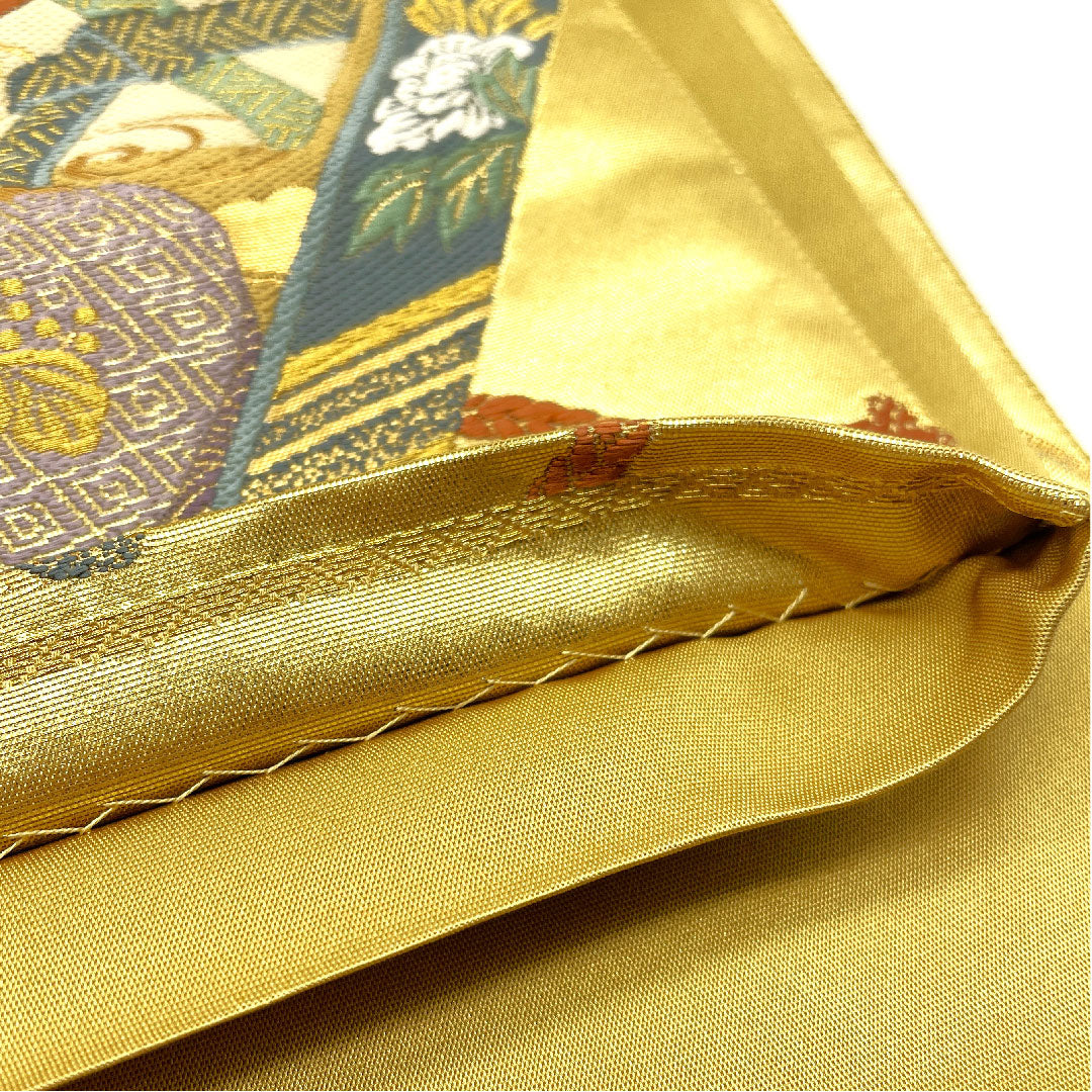 袋帯 時代人物風景 引箔 帯丈436cm 正絹 Sランク 六通 フォーマル 金系 1123005102321