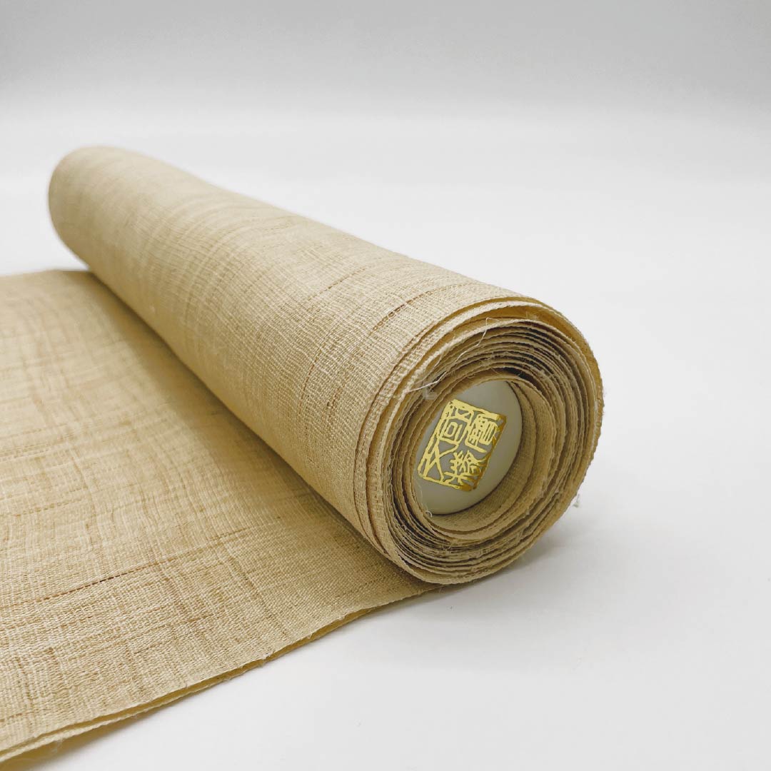 (Untailored) Nagoya Obi, Tokyo White Brown, Summer Obi, Artist's Work, Roll of Fabric, Length 477cm, Linen, S-Rank, Pointed Pattern, Casual, Beige, 1124008822425