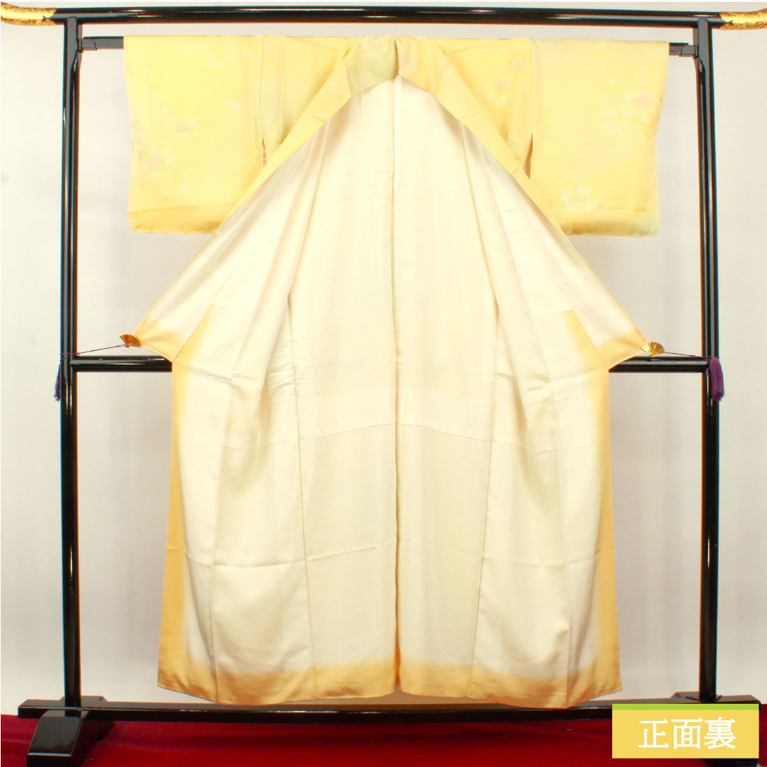 小紋 正絹 身丈153.5cm 裄丈63cm 袷 ボカシ染 花模様 Sランク グラデーション系 1115004032299