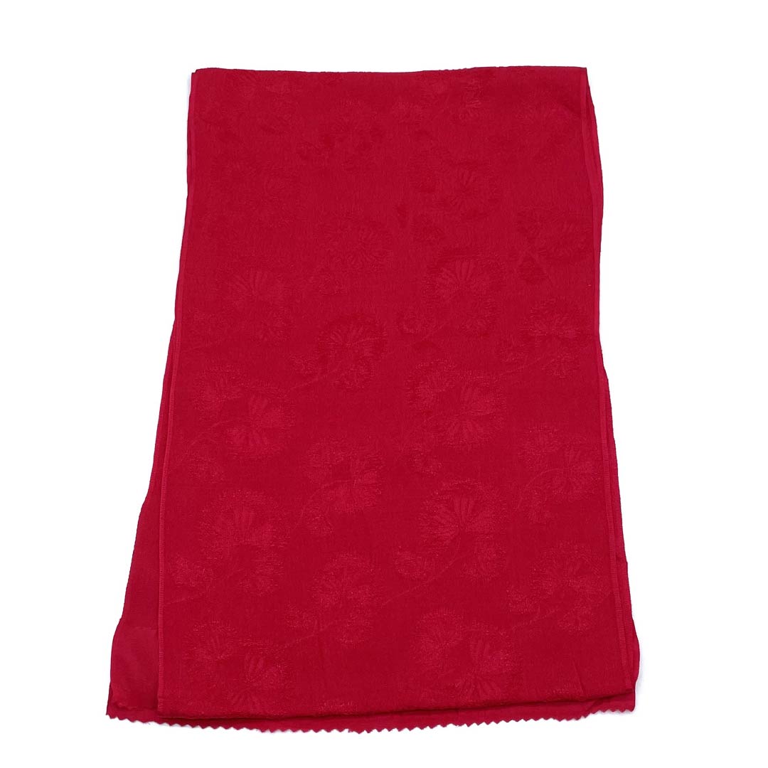 帯揚げ 正絹 カジュアル 紅赤色（べにあかいろ） 花 長さ約176cm 幅約27.5cm Sランク 赤系 1136000442912