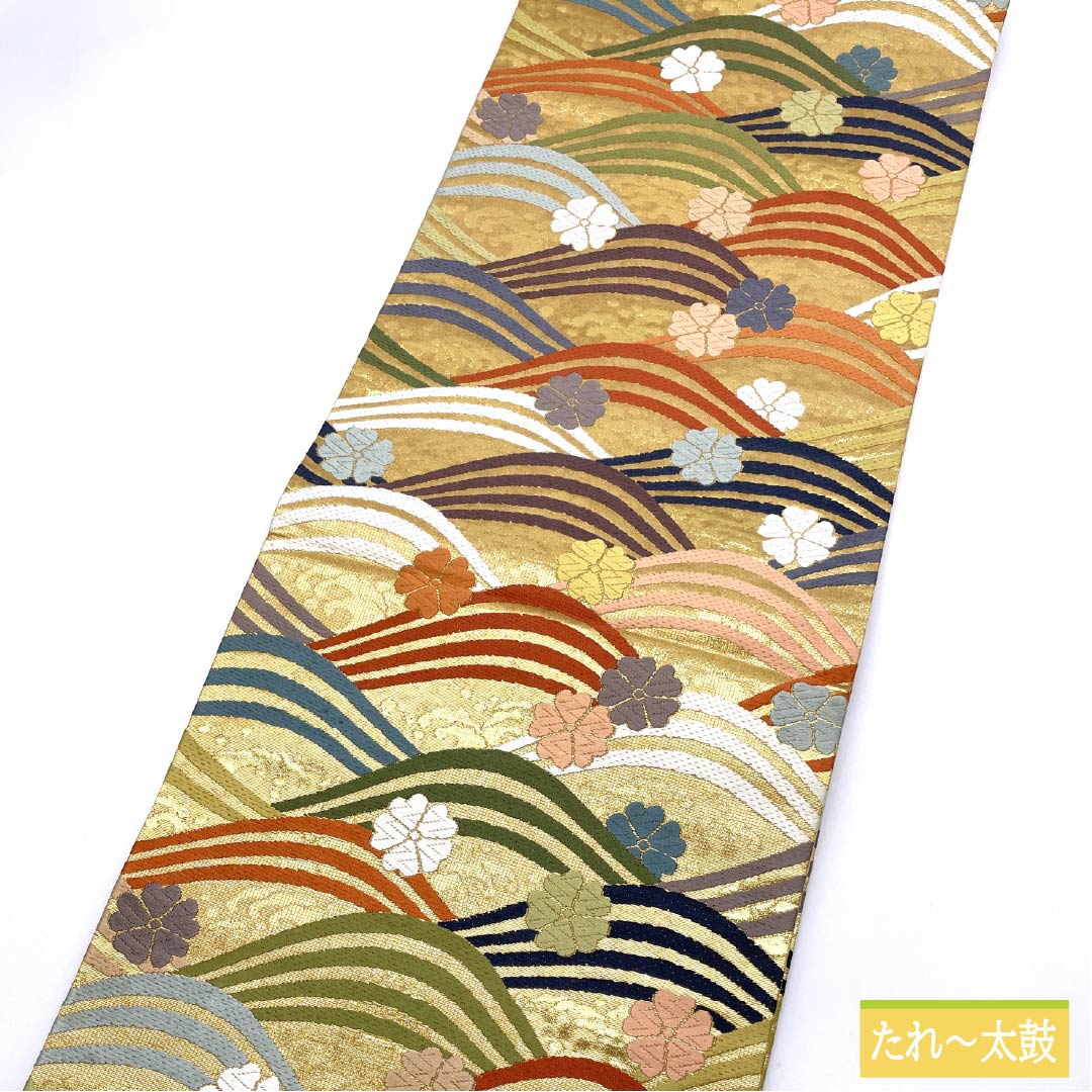 袋帯 正絹 留袖用 桜 帯丈426cm Sランク 六通 フォーマル 金系 1123013612321