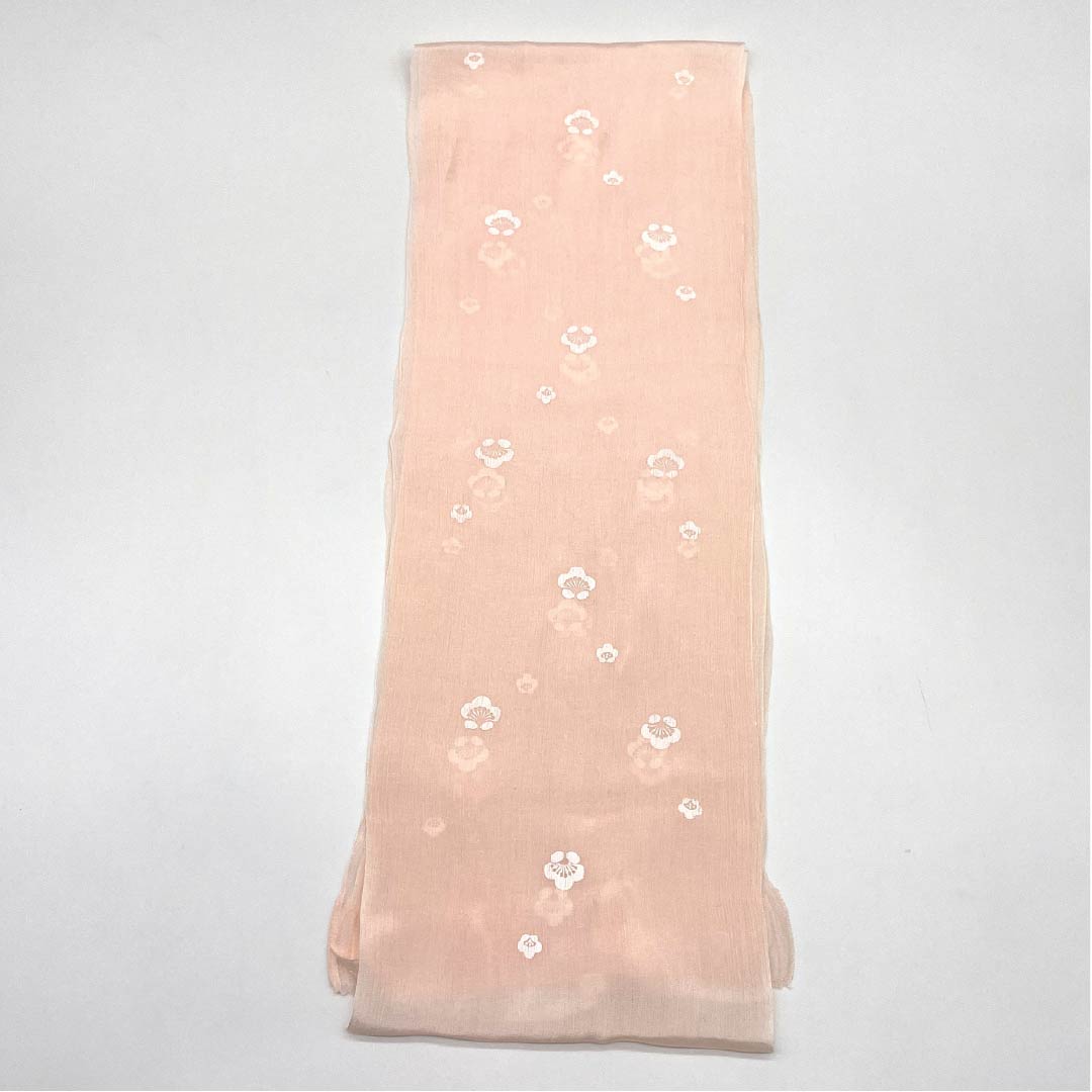 帯揚げ 正絹 セミフォーマル 乙女色（おとめいろ） 小梅 花 長さ約212cm 幅約19cm Sランク ピンク系 1136000412913