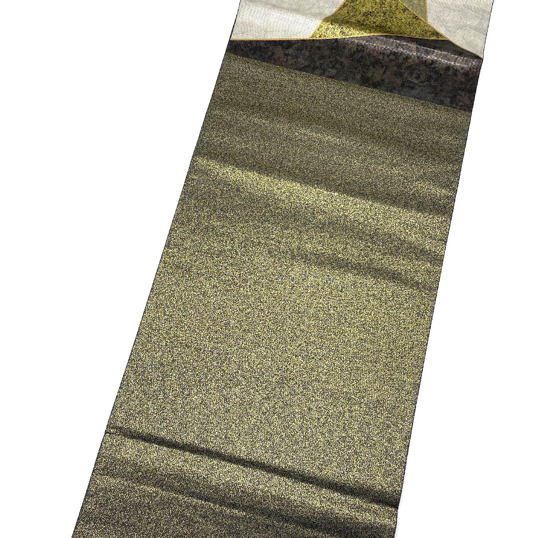 袋帯 黒色 切り嵌め 大島紬 帯丈432cm 正絹 Sランク 六通 フォーマル 黒系 1123008762310