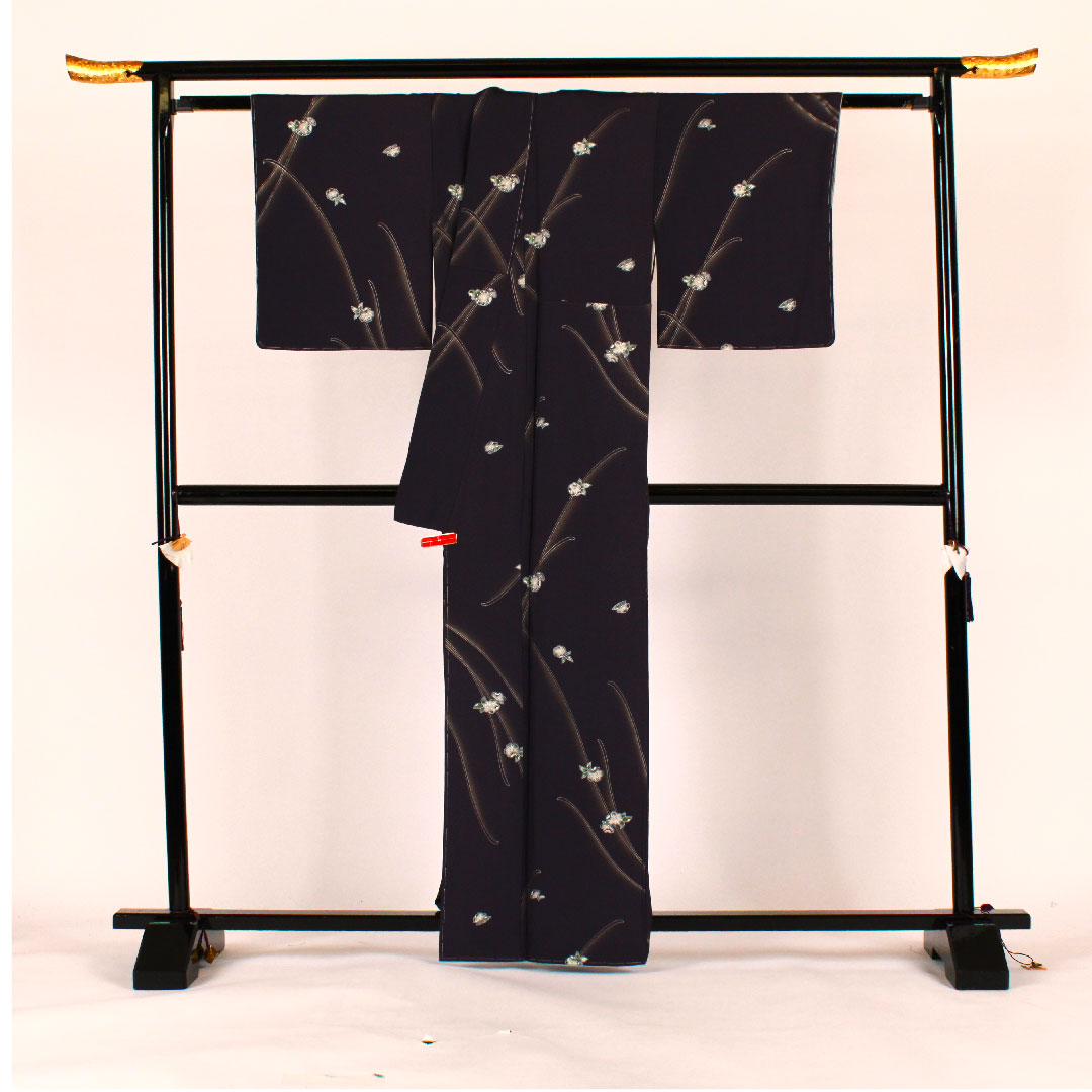 Komon, Length 164.5cm, Sleeve length 66cm, Lined, Flower pattern, Pure silk, S rank, Purple, 1115001162320