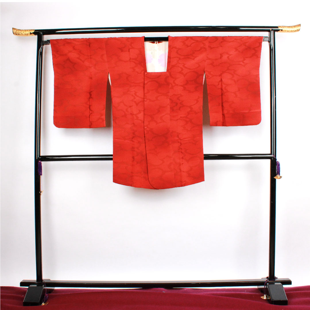 道行コート 身丈95cm 裄丈68.5cm 猩々茶色  ボカシ模様 正絹 Sランク 袷 朱系 1117000402916