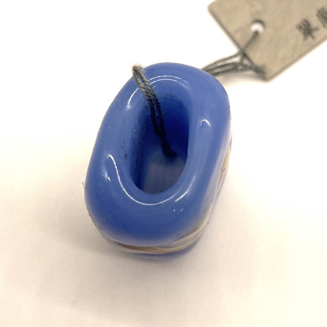 (New old stock) Obi fastener, ceramic, casual, sky blue, glass bead, spiral, geometric pattern, length approx. 2.5cm, width approx. 3cm, S rank, light blue, 1137000152924