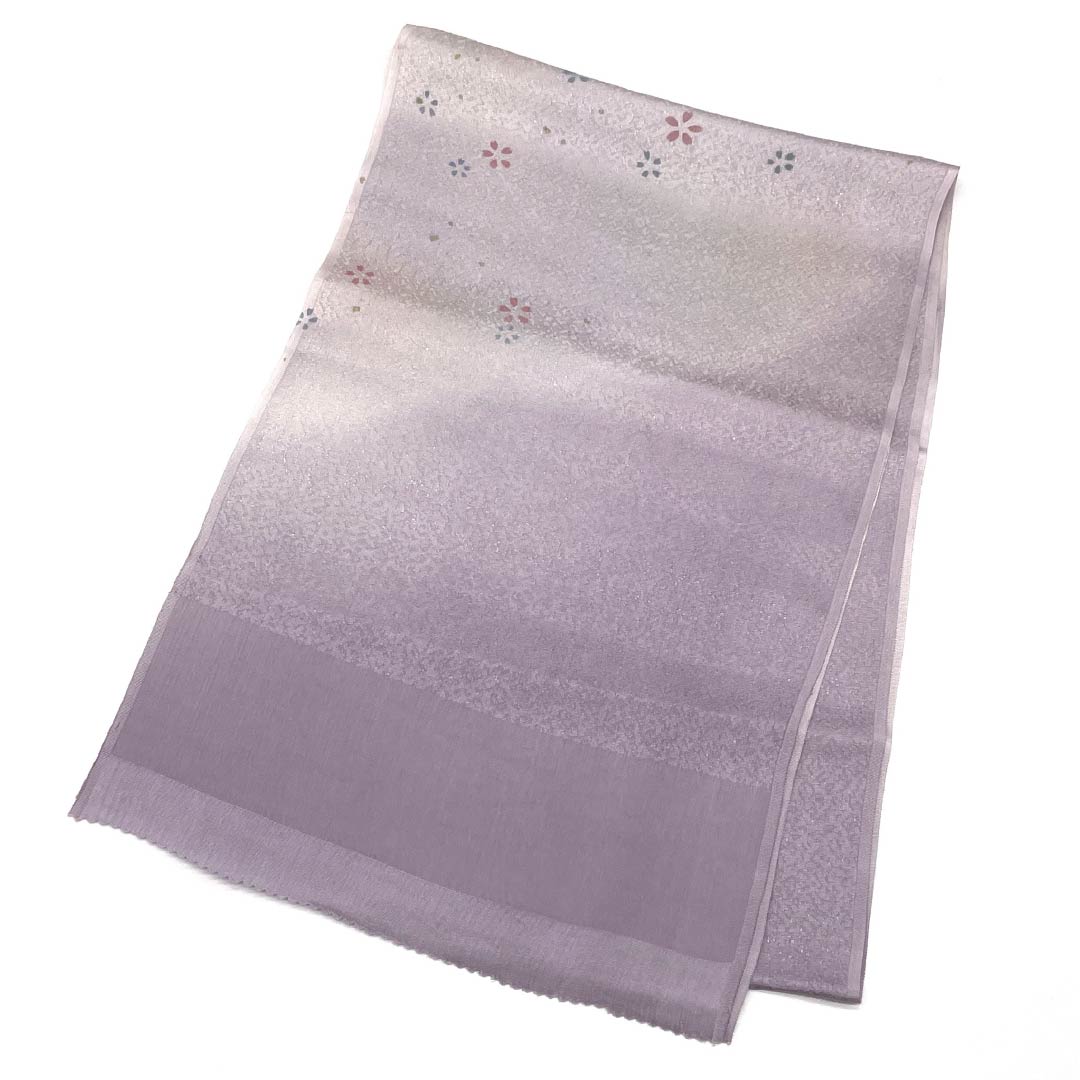 Obiage silk A rank semi-formal light purple (usumurasakiiro) blurred cherry blossoms length about 172cm width about 28cm purple系 1136002803920