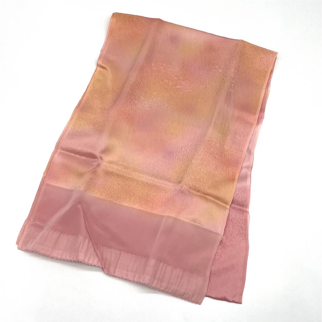 （新古品） 帯締め・帯揚げセット 正絹 NEWランク 紅鶸色（べにひわいろ） 浅紅色（あさべにいろ） ぼかし 長さ約164cm 幅約1.6cm カジュアル ピンク系 1141000231313