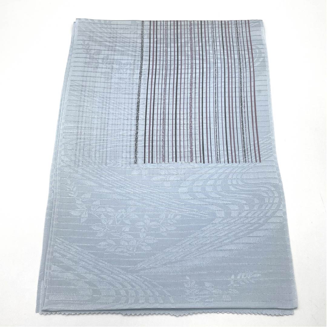 （新品）帯揚げ 正絹 セミフォーマル 蒼白色（そうはくしょく） 夏物 縞 長さ約170cm 幅約28cm NEWランク 水色系 1136000731924