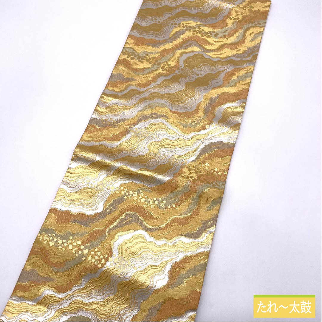 袋帯 正絹 Sランク 波紋様 留袖用 帯丈436cm 六通 フォーマル 銀系 1123015972322