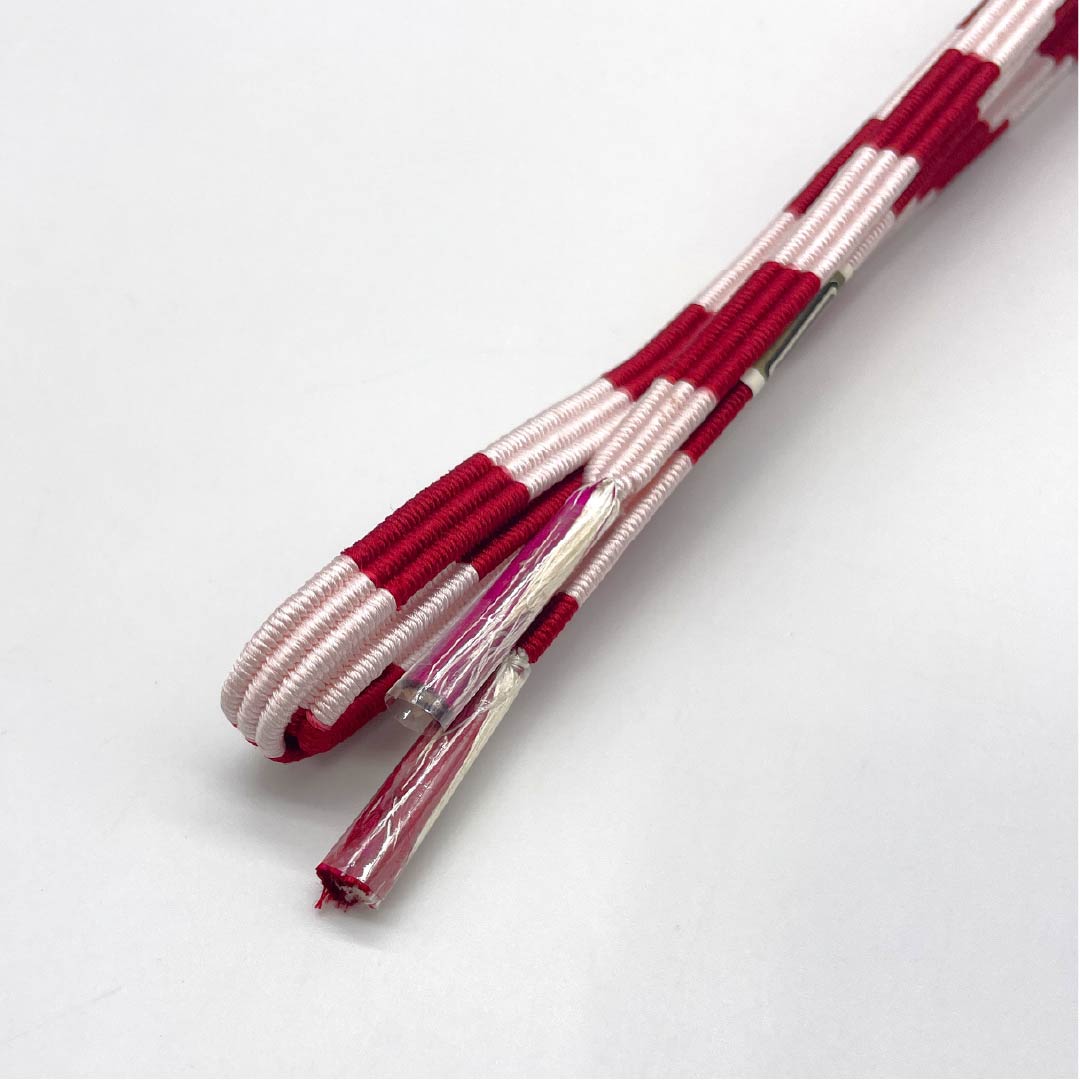（新古品） 帯締め 正絹 NEWランク  真紅色（しんくいろ） 桜色（さくらいろ） 2色遣い 長さ約152cm 幅約1cm カジュアル 赤系 1135004021312