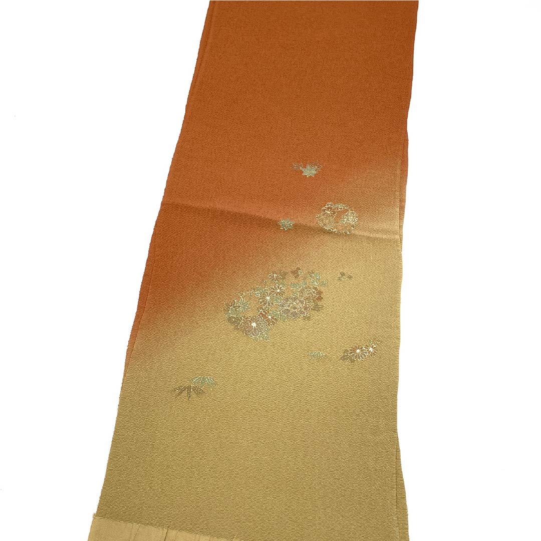 帯揚げ 正絹 Sランク セミフォーマル 樺色（かばいろ） 楊梅色（やまももいろ） 古典柄 ちりめん地 長さ約166cm 幅約29cm 茶系 1136001872914