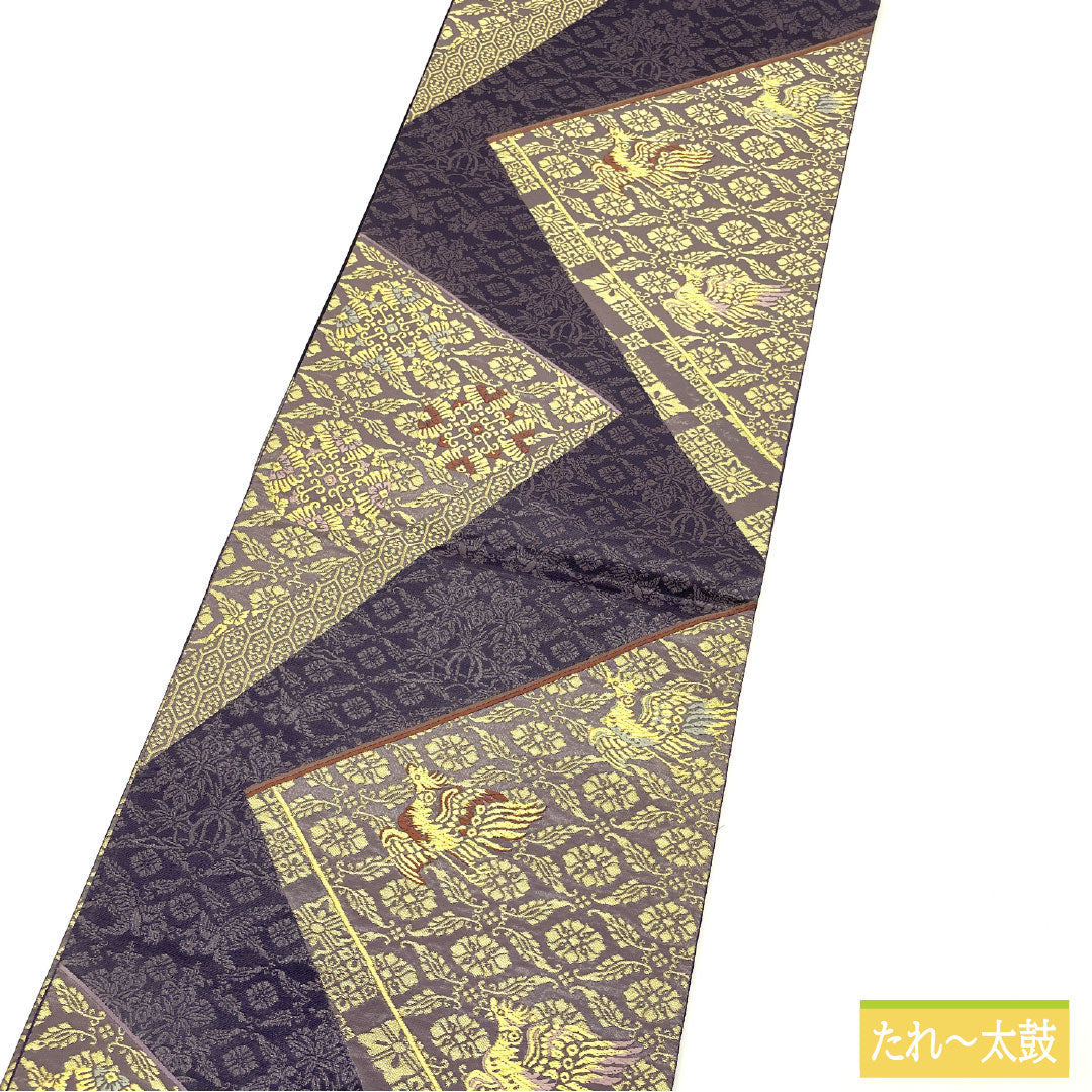 袋帯 正絹 Sランク 陰山織物 西陣織 箔屋清兵衛 彩り天目 霜鳥忍の世界 帯丈442cm 六通 フォーマル 紫系 1123016662320