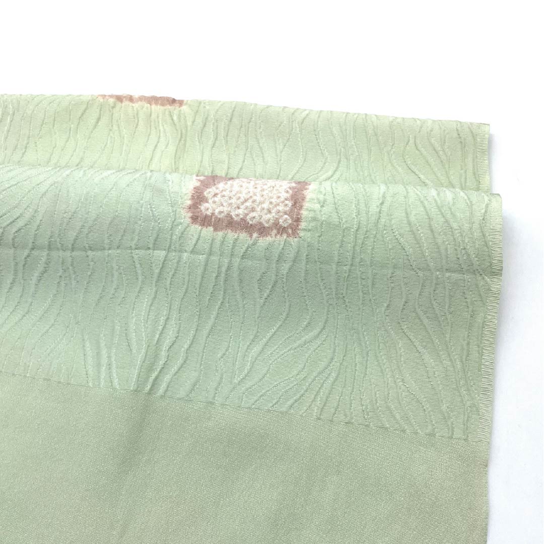 帯揚げ 正絹 Sランク セミフォーマル 龍泉青瓷釉色（ロンチュエンチンツーユースーいろ） 部分絞り 抽象模様 長さ約157cm 幅約30cm 緑系 1136004562919