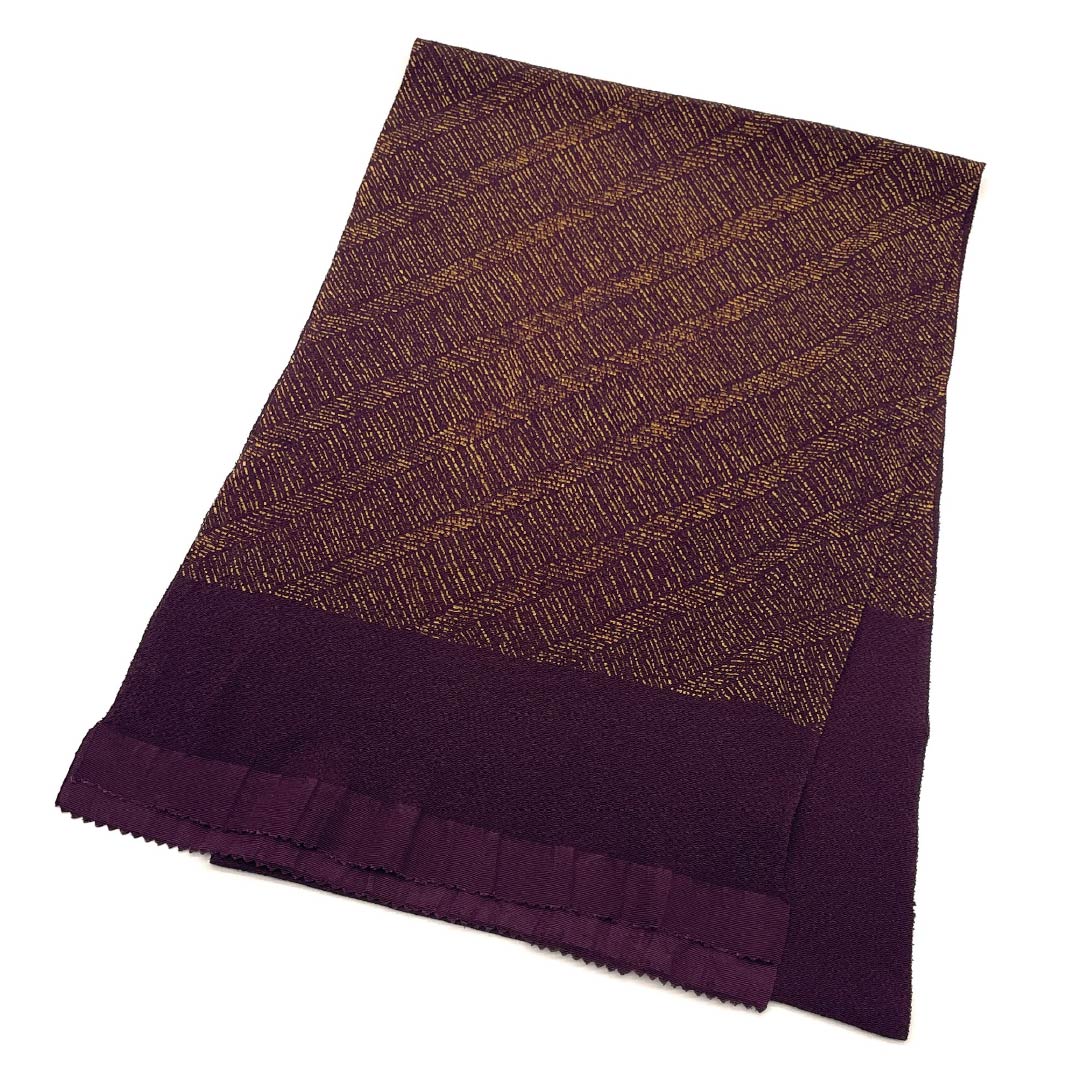 Obiage Silk S-rank Casual Mulberry Color Chirimen Geometric Pattern Length approx. 171cm Width approx. 29cm Purple 1136002692920